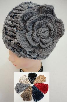 Wide Hand Knitted Ear Band [Variegated-Flower]